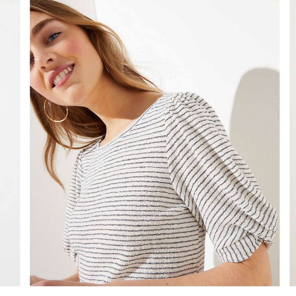 LOFT Striped Puff Sleeve Tee

Small